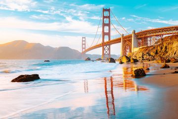 Classic panoramic view of famous Golden Gate Bridge seen from scenic Baker Beach, California,USA.jpg