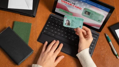 Top view over green card application