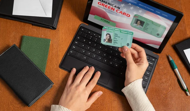 Top view over green card application