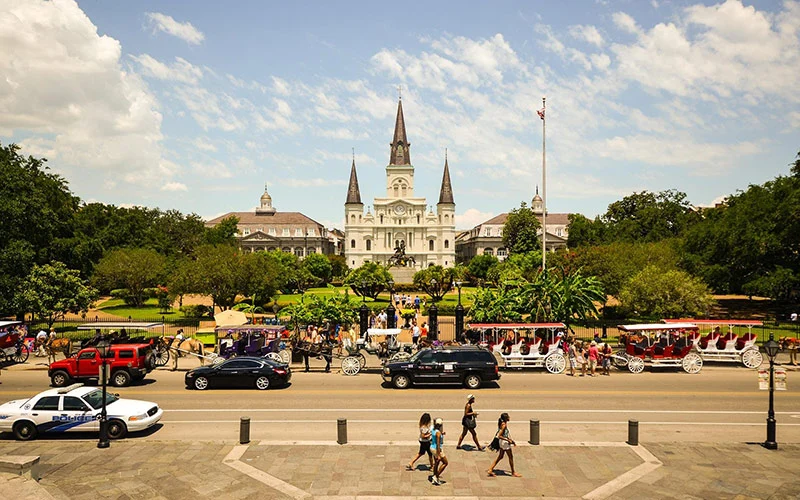 Skyline view of New Orleans city with historic building