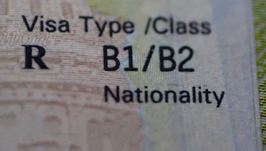 USA B1/B2 visa stamp fragment.