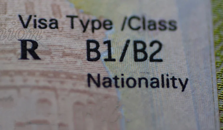 USA B1/B2 visa stamp fragment.
