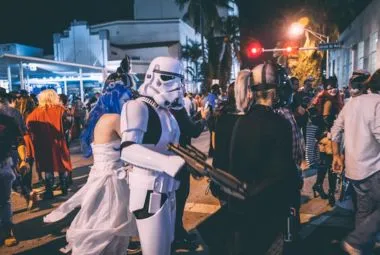 People in Costume celebrating Halloween