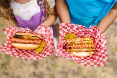 Kids Holding Hotdog Sandwiches